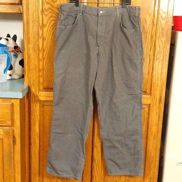 Carhartt Men's Loose Fit Carpenter Cargo Utility Jean Size 40x32 Grey Canvas - Picture 2 of 7